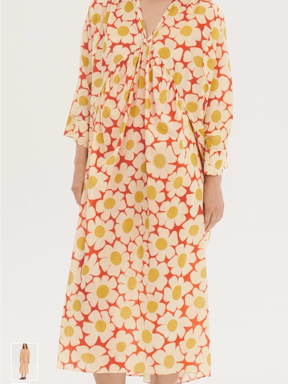 Zara Cream Maxi Dress with Yellow and Orange Daisy Print